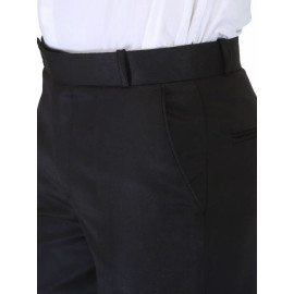 Solid Men Black Poly Viscose Regular Fit Formal Trouser