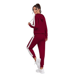 Women's Knitting Stretchable Solid Hooded Neck Full Sleeve maroon Track Suit 