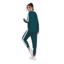 Women's Knitting Stretchable Solid Hooded Neck Full Sleeve blue Track Suit