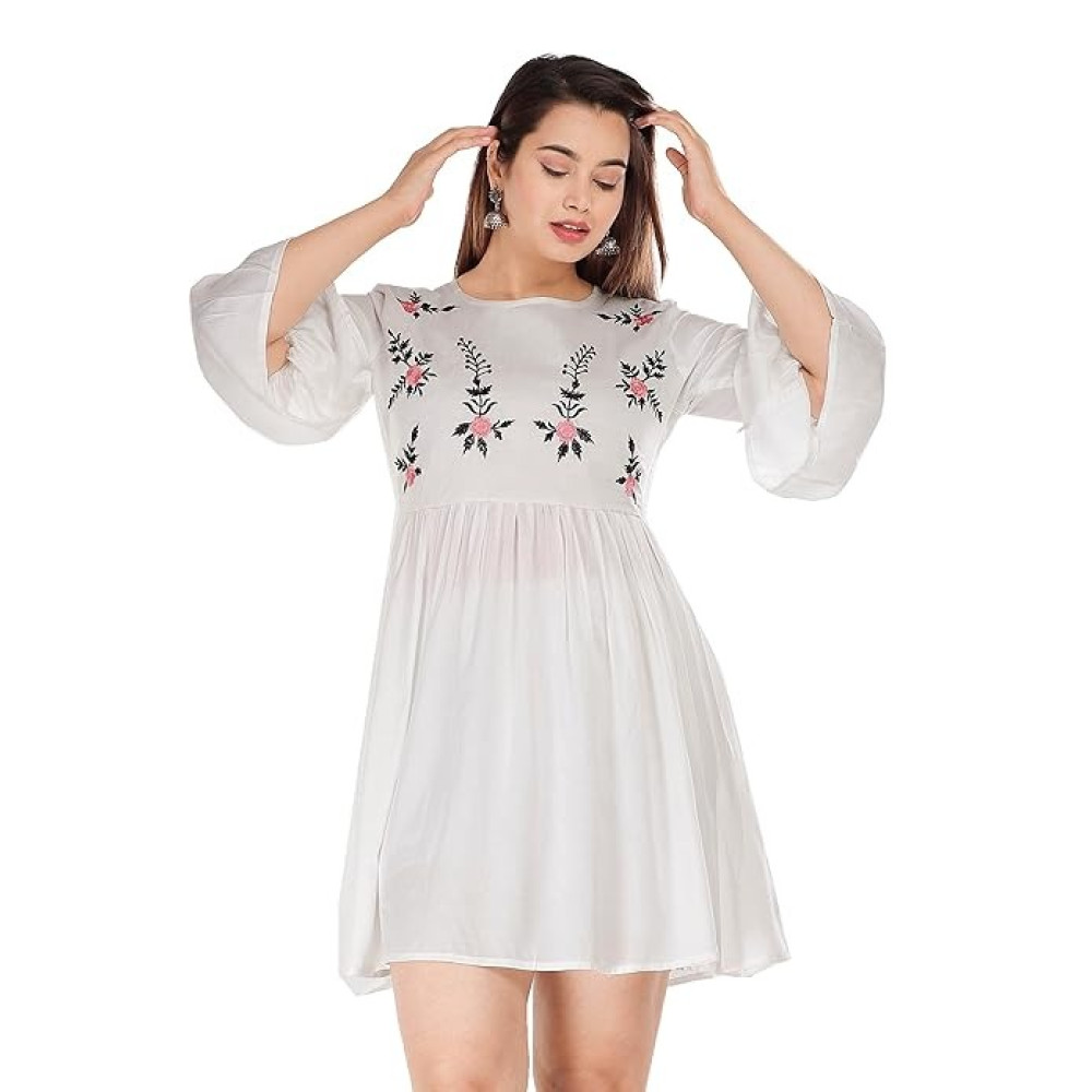 Rayon Embroidered Women's Embroidery Top, Rust