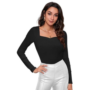 Women's Plain Square-Neck Blouse, Full Sleeve top ..