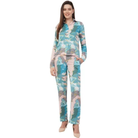 Women Printed Co-ord Set blue colour