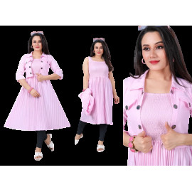 Ladies Baby Pink Plain Midi Dress