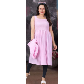 Ladies Baby Pink Plain Midi Dress