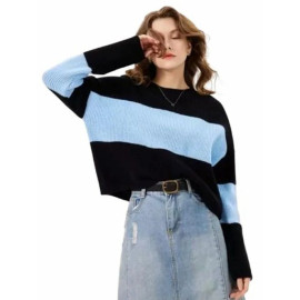 Cotton White Blue Eleven Ladies Woolen Sweater