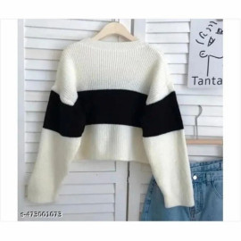 White Black Eleven Ladies Woolen Sweater