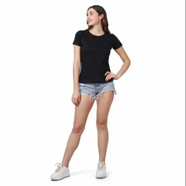 Ladies Cotton Plain T Shirts 100% COTTON BIO WASH AND ENZYME WASH GSM 195