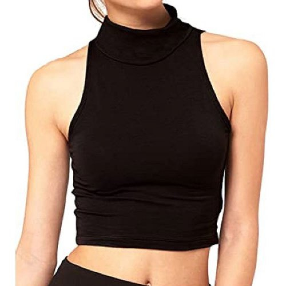 Ladies Black Plain Crop Top
