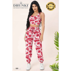 Super softy Sleeveless Dhunki Crop Top with Pant, Printed