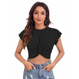Ladies Black Crop Top