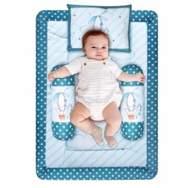 NME COLLECTION Cotton Baby Pillows for New Born 0-12 Months with 2 Matching Bolsters.Mustard Seed Pillow for Head Shaping