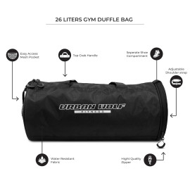Black Polyester Urban Wolf Gym Bag