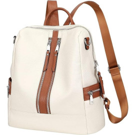 Comfabie Fashion White Leather Backpack for Women Handbag for women Shoulder bag Ladies Backpack Purse | Dailyuse Backpacks for women