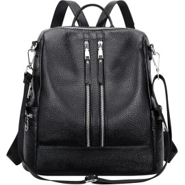 Comfabie Fashion Black Leather Backpack for Women Handbag for women Shoulder bag Ladies Backpack Purse | Dailyuse Backpacks for women