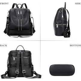 Comfabie Fashion Black Leather Backpack for Women Handbag for women Shoulder bag Ladies Backpack Purse | Dailyuse Backpacks for women