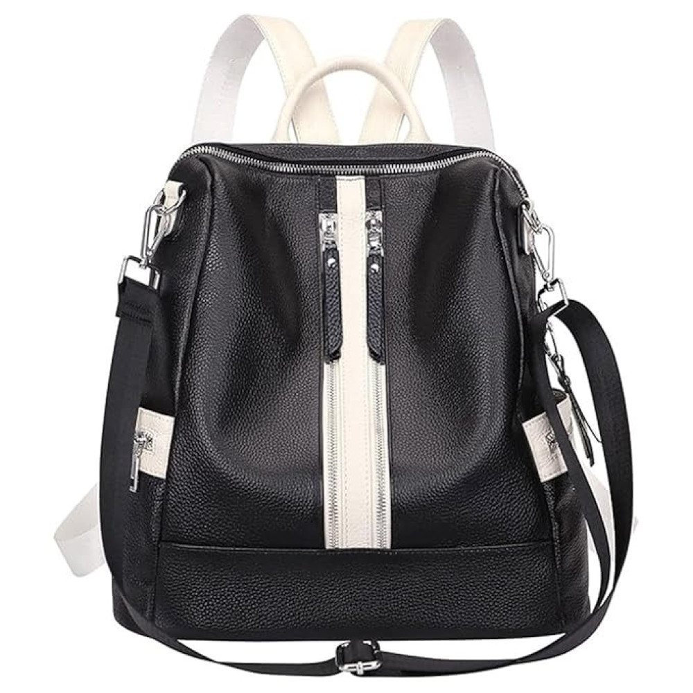 Comfabie Fashion Black&White Leather Backpack for Women Handbag for women Shoulder bag Ladies Backpack Purse | Dailyuse Backpacks for women