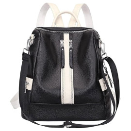 Comfabie Fashion Black&White Leather Backpack for Women Handbag for women Shoulder bag Ladies Backpack Purse | Dailyuse Backpacks for women