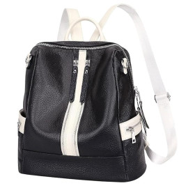 Comfabie Fashion Black&White Leather Backpack for Women Handbag for women Shoulder bag Ladies Backpack Purse | Dailyuse Backpacks for women