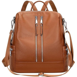 Comfabie Fashion Brown Leather Backpack for Women Handbag for women Shoulder bag Ladies Backpack Purse | Dailyuse Backpacks for women