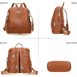 Comfabie Fashion Brown Leather Backpack for Women Handbag for women Shoulder bag Ladies Backpack Purse | Dailyuse Backpacks for women