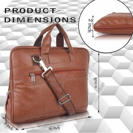 Brown Leather Laptop Handbag, Capacity