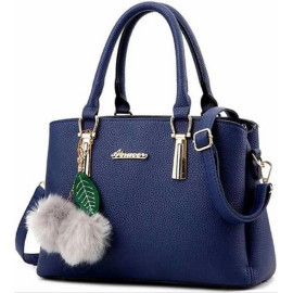 PU Leather Ladies Blue Handbag