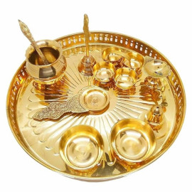 Brass Puja Thali Set (with diya and accessories) – Divine Mantra