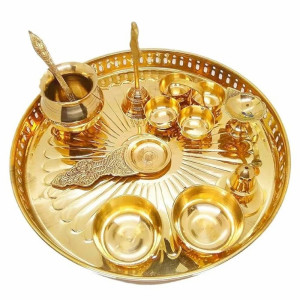 Brass Puja Thali Set (with diya and accessories) –..