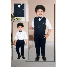 Polyester Boys Kids Maroon Waistcoat Suit, 3 to 4 Years