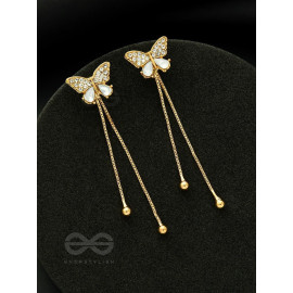 Buzzerflies- Gemstone and Rhinestones Studded Golden Earrings