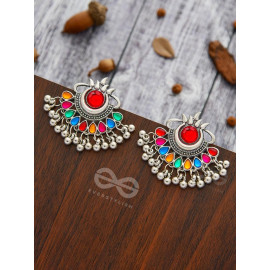 A Bohemian Tale - Embellished Oxidised Earrings (Multicoloured)