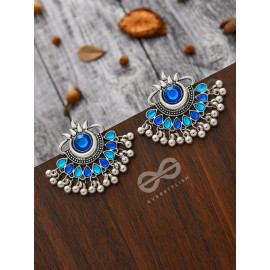 A Bohemian Tale - Embellished Oxidised Earrings (Teal Blue)