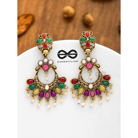 A Colourful Intricacy - Golden Boho Earrings