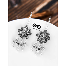 A Delightful Floral Artwork - Oxidised Boho Earrings