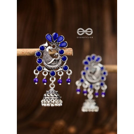 A Glimmering Peacock Artwork ( Sapphire Blue ) - Embellished Oxidised Collection