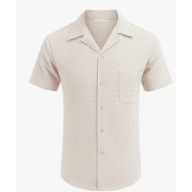 Color Chakra Casual Waffle Knit Shirt for Men Stylish Half Sleeve Men's Shirts M to 3XL