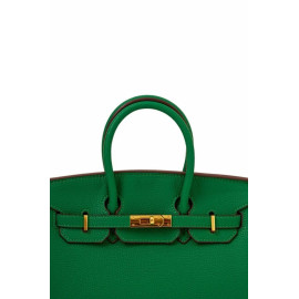 Hermes Malachite Green Togo Leather Rose Gold Hardware Birkin Bag With Dust Bag (Malachite Green)