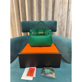 Hermes Malachite Green Togo Leather Rose Gold Hardware Birkin Bag With Dust Bag (Malachite Green)