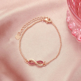 925 Silver Fashion Bracelets Infinity Pink CZ Stone Rose gold Plated Bracelet For Women Casual