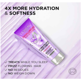 L'Oréal Paris Hyaluron Moisture 72H Hydra Filling Night Hair Cream | For Dry & Dehydrated Hair (180 ml)