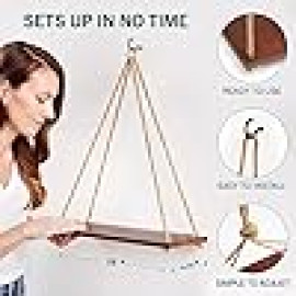 Stylish Adjustable Rope Hanging Shelf | Premium Wooden Wall Decor | Lightweight Hanging Plant Shelf for Bedroom & Living Room (1 Pc)