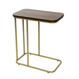 Premium Metal Side Table with Wooden Top | Elegant Golden Finish | Perfect for Living Room, Sofa Side or Bedside Stand