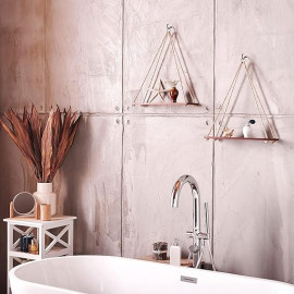 Stylish Adjustable Rope Hanging Shelf | Premium Wooden Wall Decor | Lightweight Hanging Plant Shelf for Bedroom & Living Room (1 Pc)